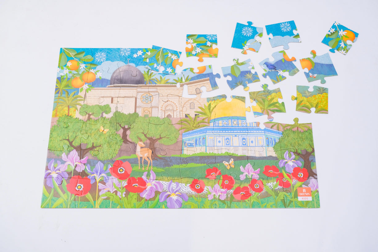 DEENIN Kids' Al-Aqsa Palestine Puzzle + Poster Set - 48-Piece Educational, Vibrant & Large Floor (2 ft x 3 ft) Puzzle for Children