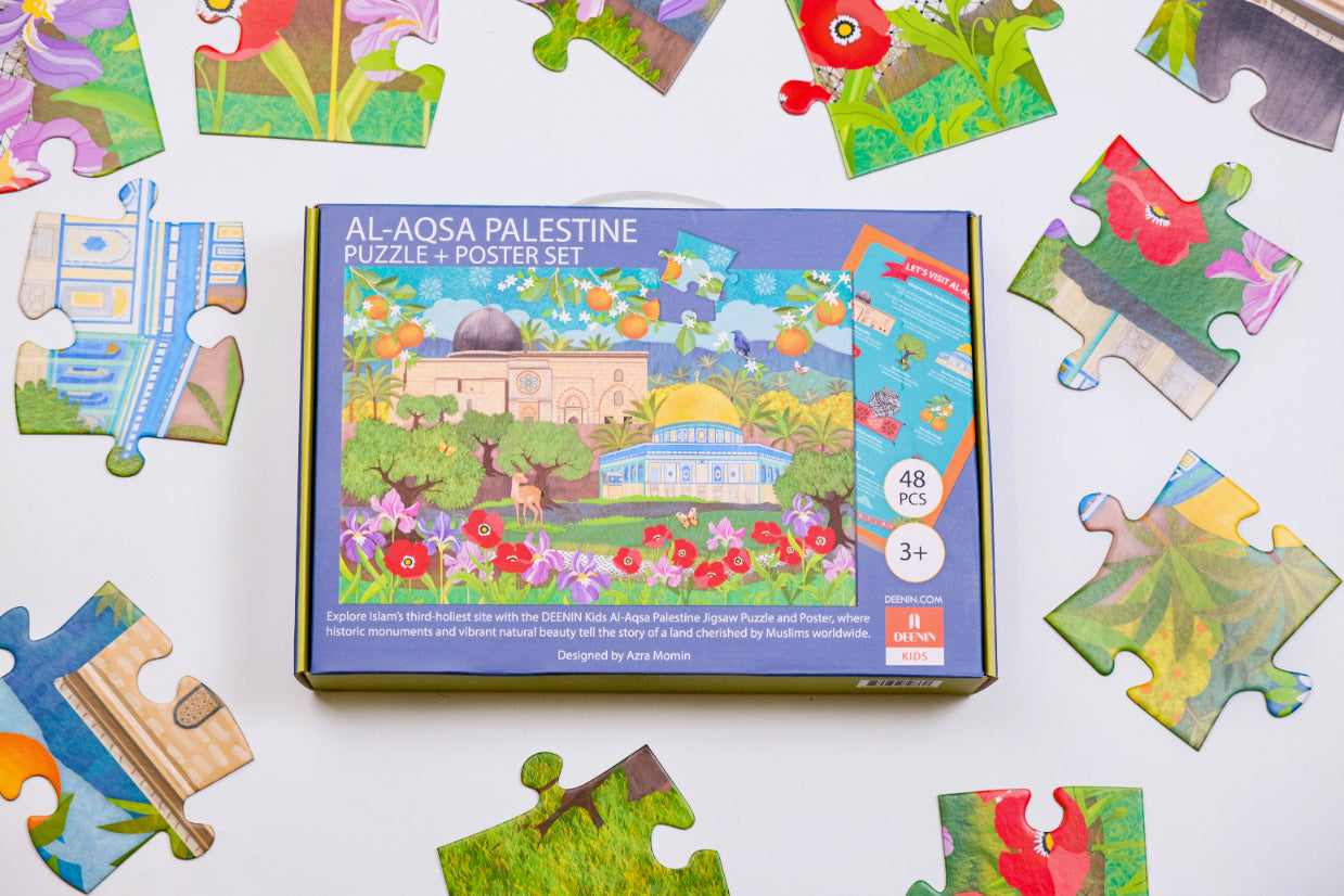 DEENIN Kids' Al-Aqsa Palestine Puzzle + Poster Set - 48-Piece Educational, Vibrant & Large Floor (2 ft x 3 ft) Puzzle for Children