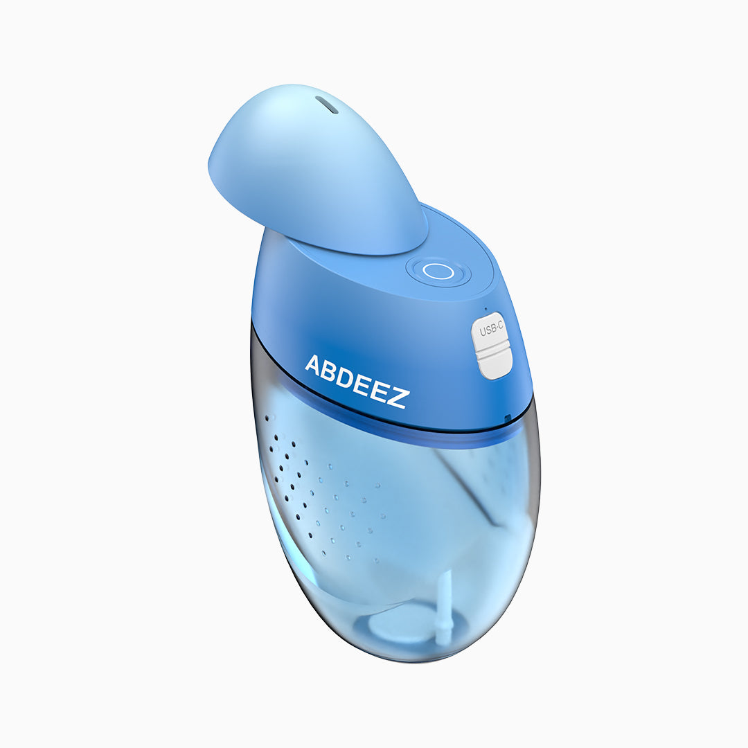 ABDEEZ blue electric portable bidet pro with its nozzle opened
