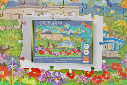DEENIN Kids' Al-Aqsa Palestine Puzzle + Poster Set - 48-Piece Educational, Vibrant & Large Floor (2 ft x 3 ft) Puzzle for Children