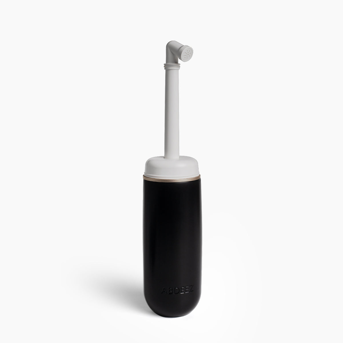 A black bidet with nozzle opened