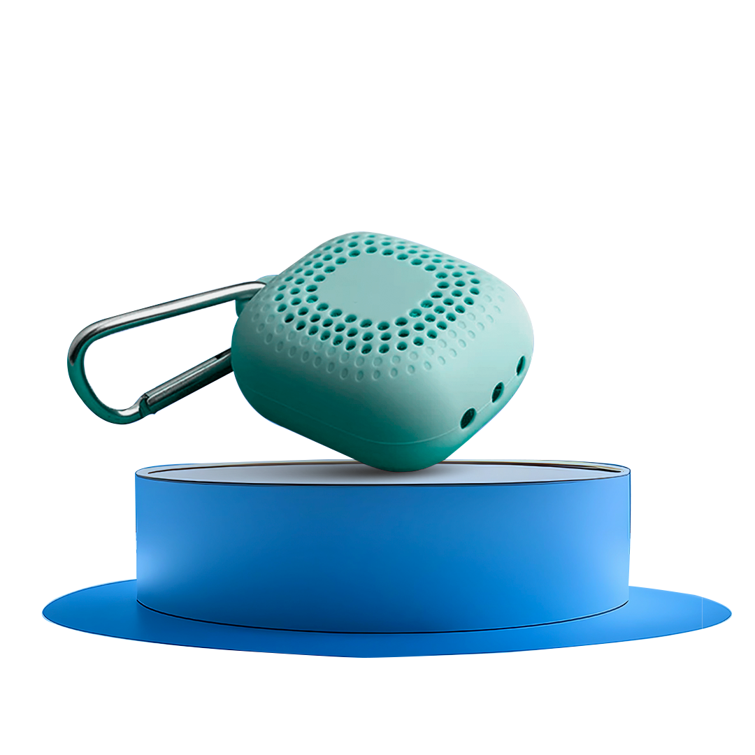 a blue wudhu towel placed on a blue surface