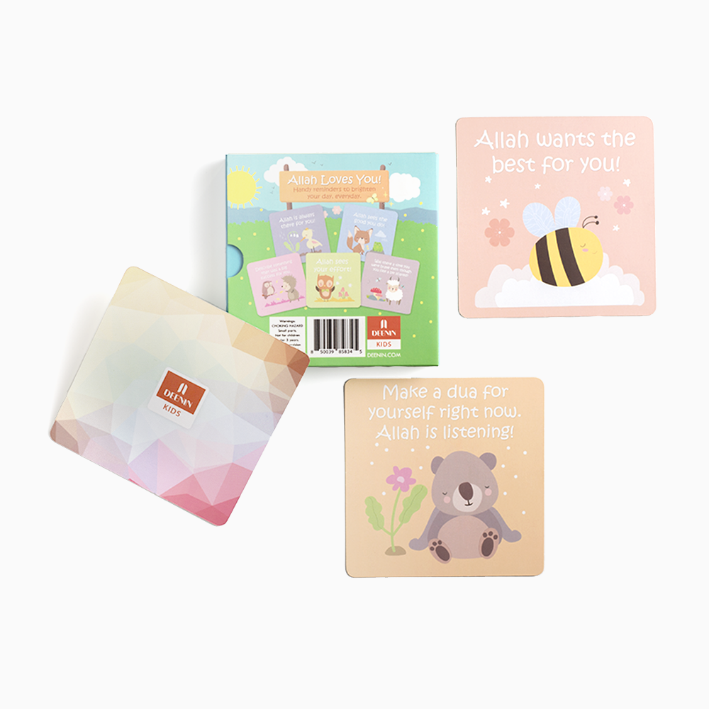 islamic cards with faith-filled messages over them