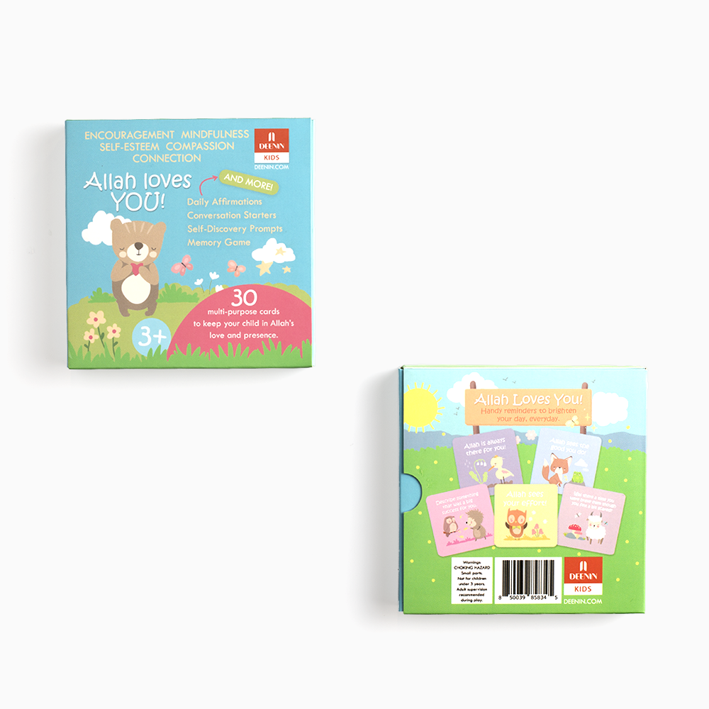 two boxes of affirmation cards with front and back view