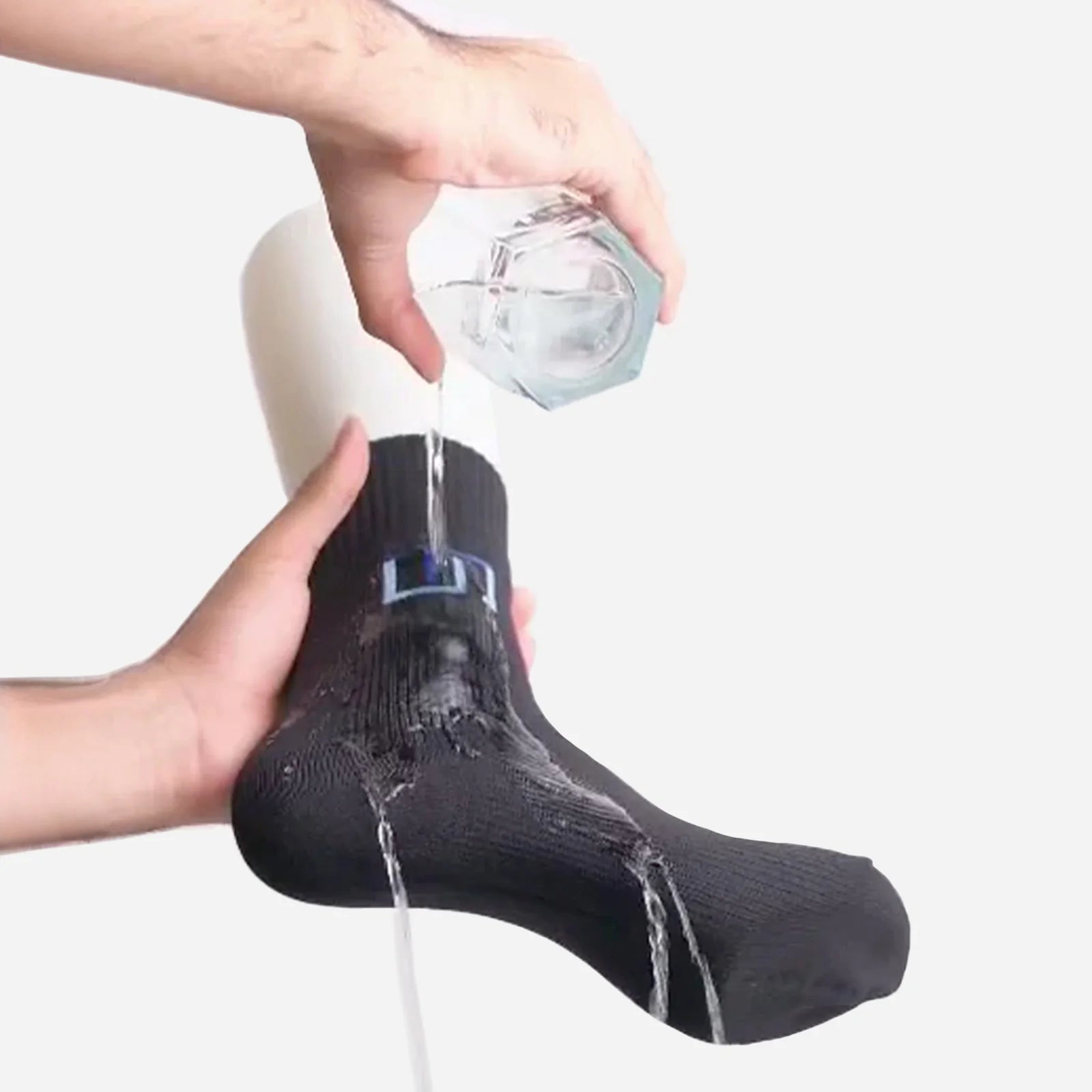 water being dropped on the wudhu sock
