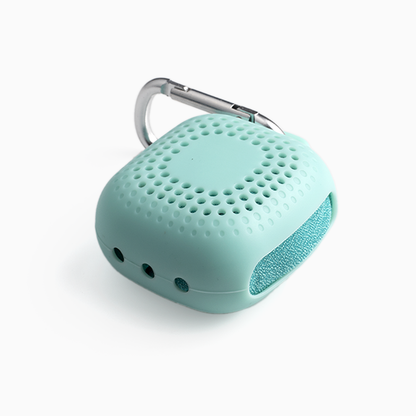 blue portable wudhu towel in its casing 